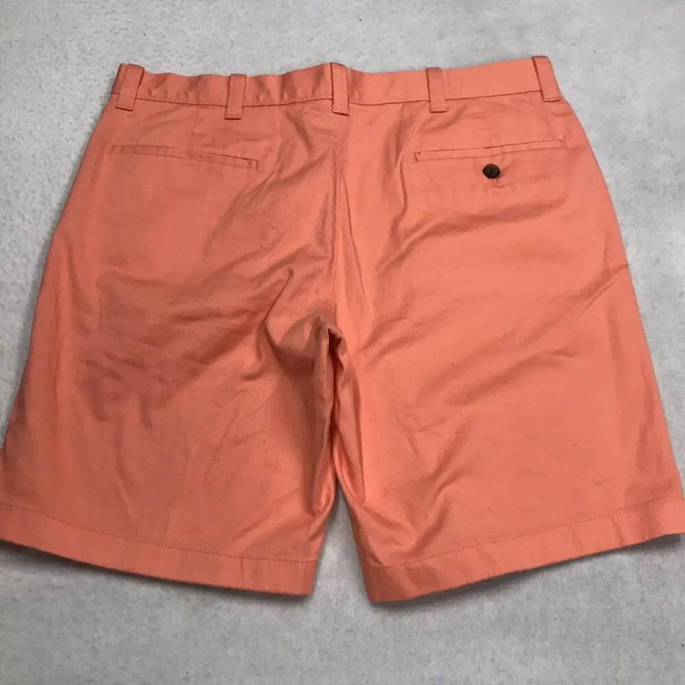 J CREW Flex Chino Shorts Men 34 Salmon Pink Flat Front Stretch Preppy Golf